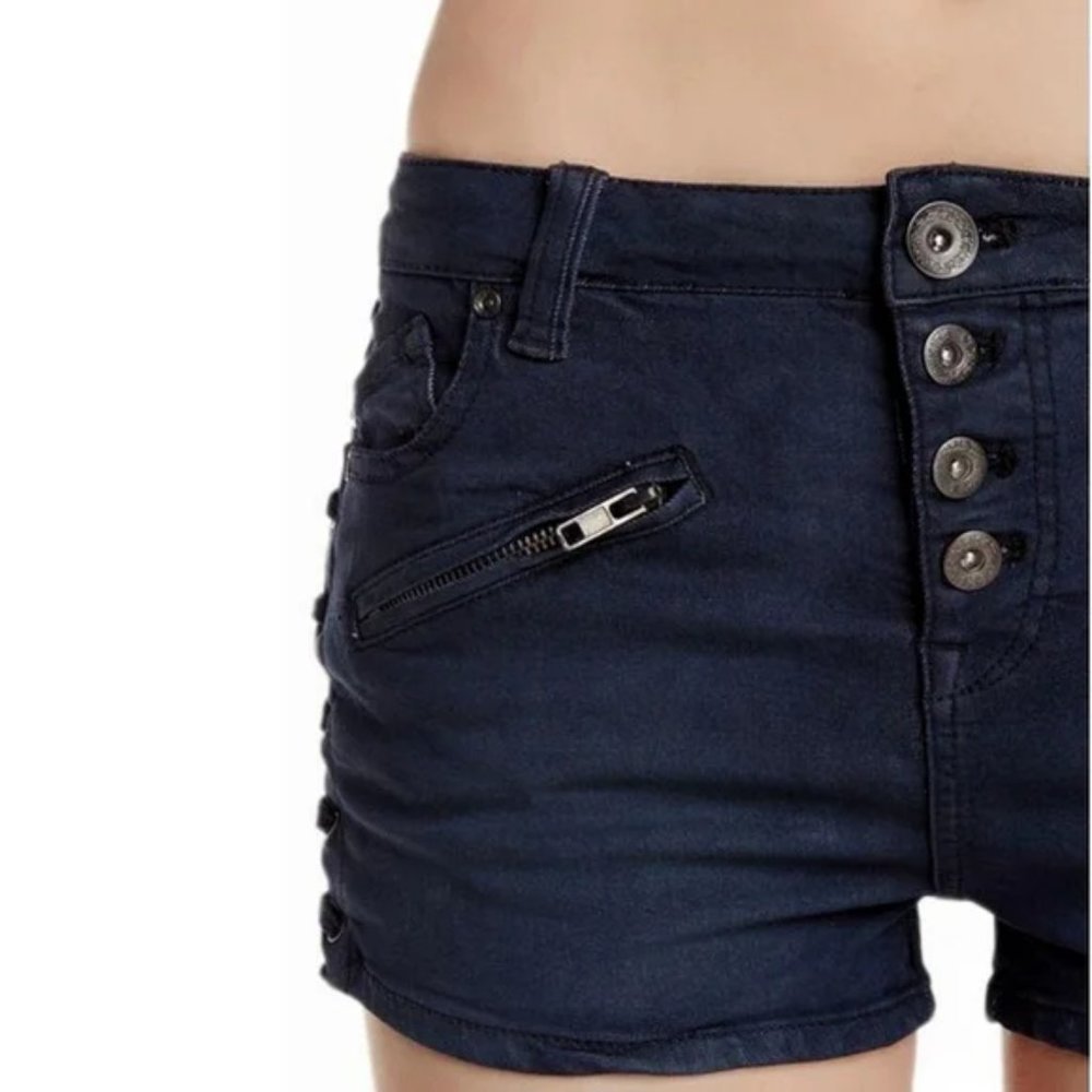 Black Shorts Free People Womens Size 26 Lone Ranger Laced Up Sides Zippers Boho